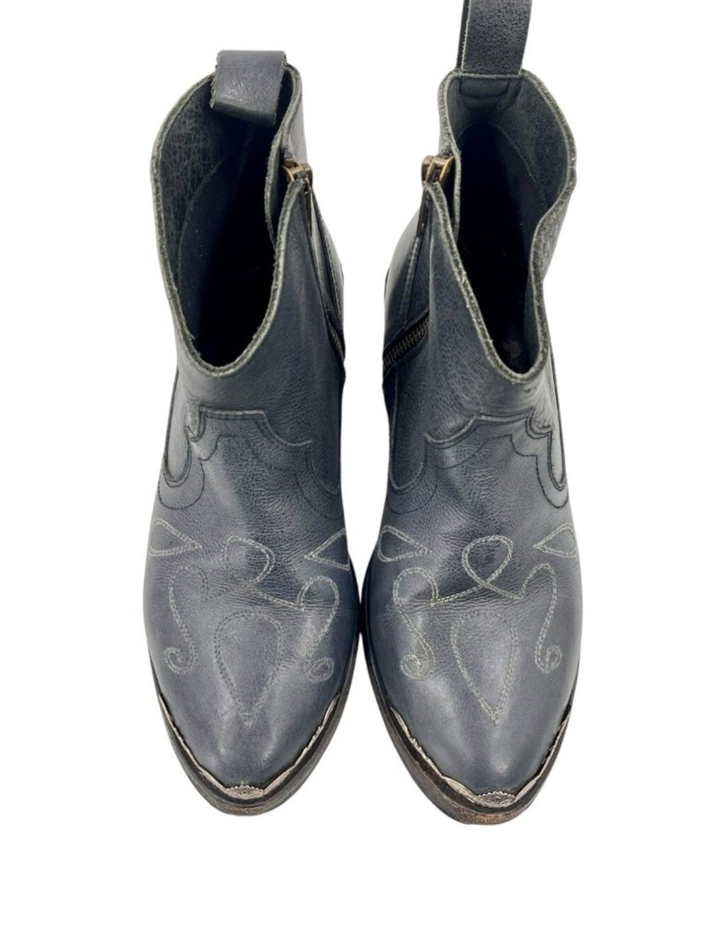 SPELL  & THE GYPSY Women's Gray Silver Stud Toe Cowboy Side Zip Booties 39 - Picture 2 of 10